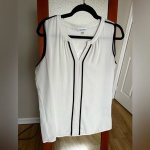 Calvin Klein Sleeveless Top | Size L | Cream and Black Edging